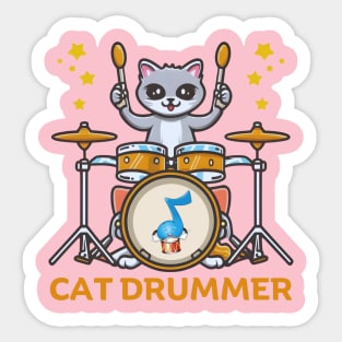 Cat Playing Drums Sticker